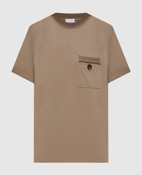 Brunello Cucinelli Коричнева футболка з ланцюжком моніль M0T81VE210