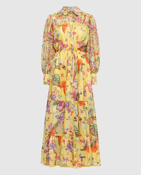 Charo Ruiz Желтое платье-рубашка Lotus с принтом 242622