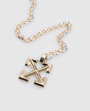 Off-White Золотое ожерелье с логотипом Arrow OMOB15LS25MET001