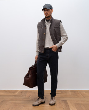 Brunello Cucinelli Серые джинсы с вышивкой логотипа M240PO1090