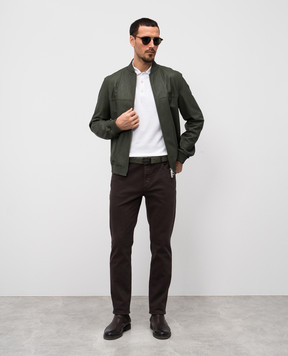 Stefano Ricci Зеленый кожаный бомбер с монограммой логотипа. M7J5100170NPVESR