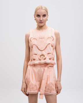 Twinset Розовый топ с вышивкой ришелье 251TT2165