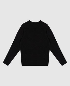 Balmain Дитячий чорний джемпер з вовною з контрастним візерунком BV9B00Z2409410