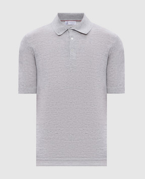 Brunello Cucinelli Серое поло с леном M2L00315