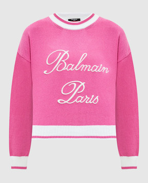 Balmain Рожевий джемпер з вишивкою логотипа DF1KA002KG48