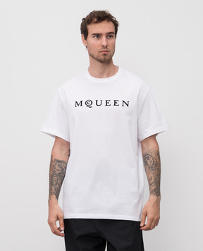 Alexander McQueen Біла футболка з фактурним логотипом 828420QTADD
