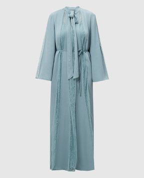 Twinset Блакитна сукня максі з мереживом 251TP2411