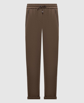 Brunello Cucinelli Коричневые спортивные брюки с цепочкой мониль MD828SB899