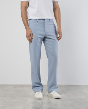Off-White Голубые брюки с шерстью OMCO020F23FAB001