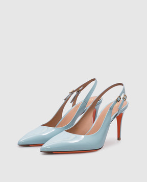 Santoni Голубые кожаные лакированные босоножки AUDREY 85 WDID71269HI2NVHD
