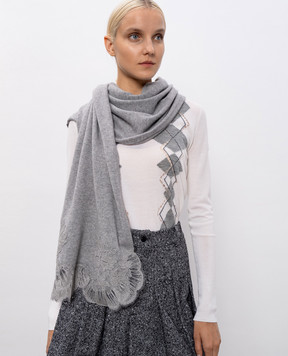 Ermanno Scervino Серый шарф из кашемира с кружевом D475R710EAPPYU