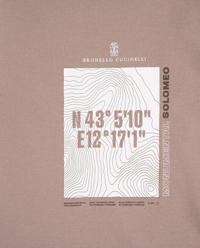 Brunello Cucinelli Дитяча коричнева футболка з брендовим принтом B0B13T187C