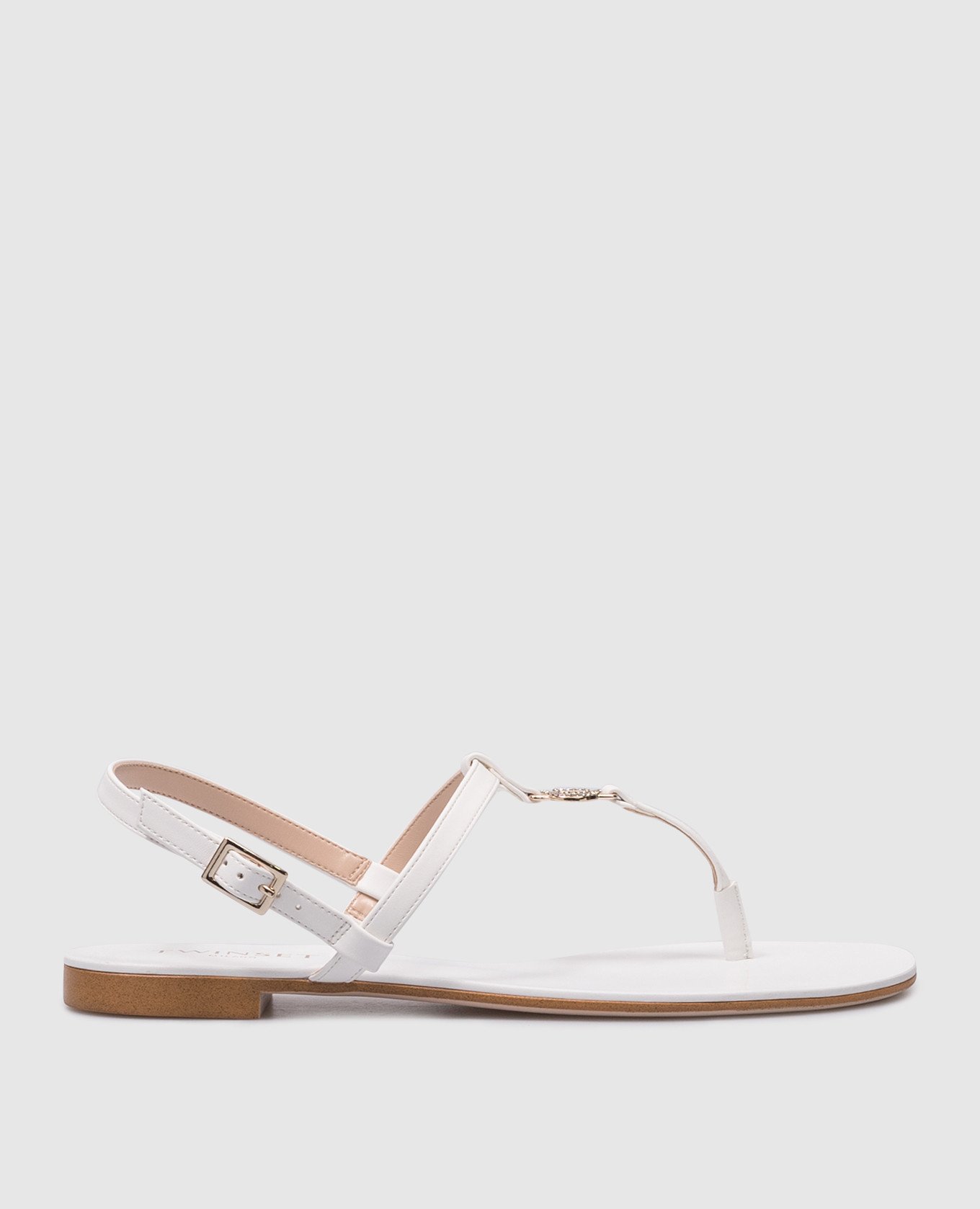 White sandals with logo