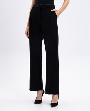 Twinset Черные брюки клеш с логотипом 252LI2UCC