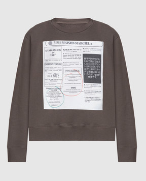 Maison Margiela MM6 Серый свитшот с принтом с логотипом S52GU0242M25012
