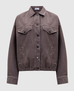 Brunello Cucinelli Коричневая куртка с леном с цепочкой мониль ML996FX716