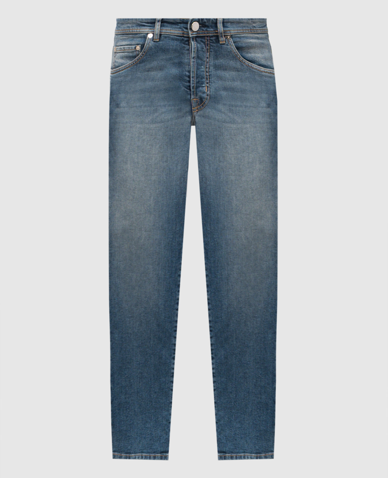 

Синие джинсы с эффектом потертости, Синий, Зауженные джинсы