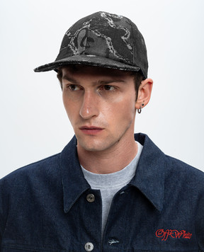 Off-White Синяя кепка в тканом узоре OMLB055F24DEN001