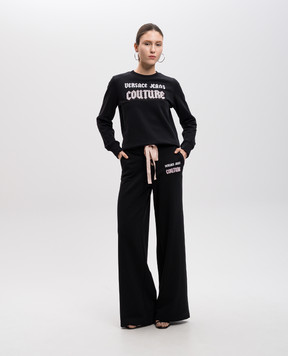 Versace Jeans Couture Черные спортивные брюки с логотипом со шнуровкой 77HAA325F0010