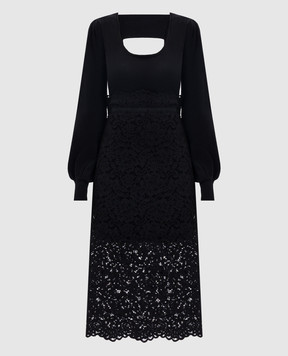 Twinset Чорна сукня міді з мереживом 252TP3030