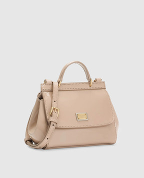 Dolce&Gabbana Дитяча бежева шкіряна лакована сумка міні Sicily EB0003A1067