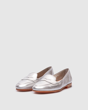 Santoni Сріблясті шкіряні лофери WUNY71031SA4SLLX