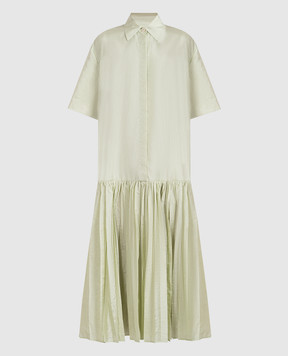 Jil Sander Зелена сукня-сорочка з шовком з ефектом гофре J40CT0196J70003