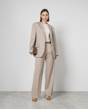 Anine Bing Бежеві штани Carrie з вовни з високою посадкою A033269230