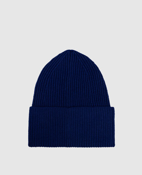 Off-White Синя шапка з вовни з нашивкою логотипа Arrow OMLC030F24KNI001
