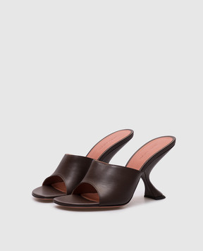 Amina Muaddi Коричневі шкіряні мюлі Taylor 14S364268TAY