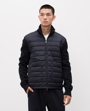 Moncler Синя пухова куртка з вовною з нашивкою логотипа K20919B50700A9341