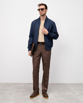 ISAIA Синяя куртка из шерсти, шелка и льна. SW722694082