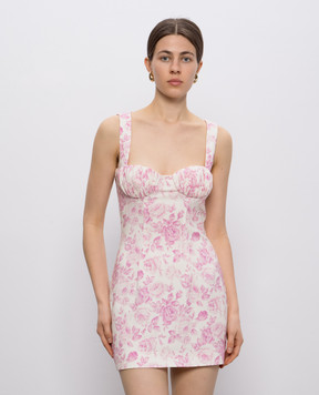 Rowen Rose Белое платье мини в цветочный принт DRSRR389S