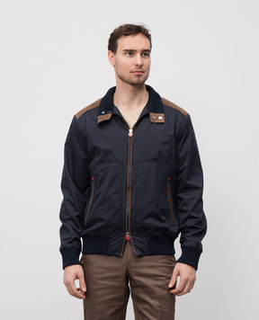 Kiton Синя куртка з вставками із замші UW2141V0834F