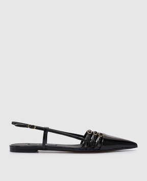 Dolce&Gabbana Черные кожаные лакированные слингбеки Lollo CG0719A1471