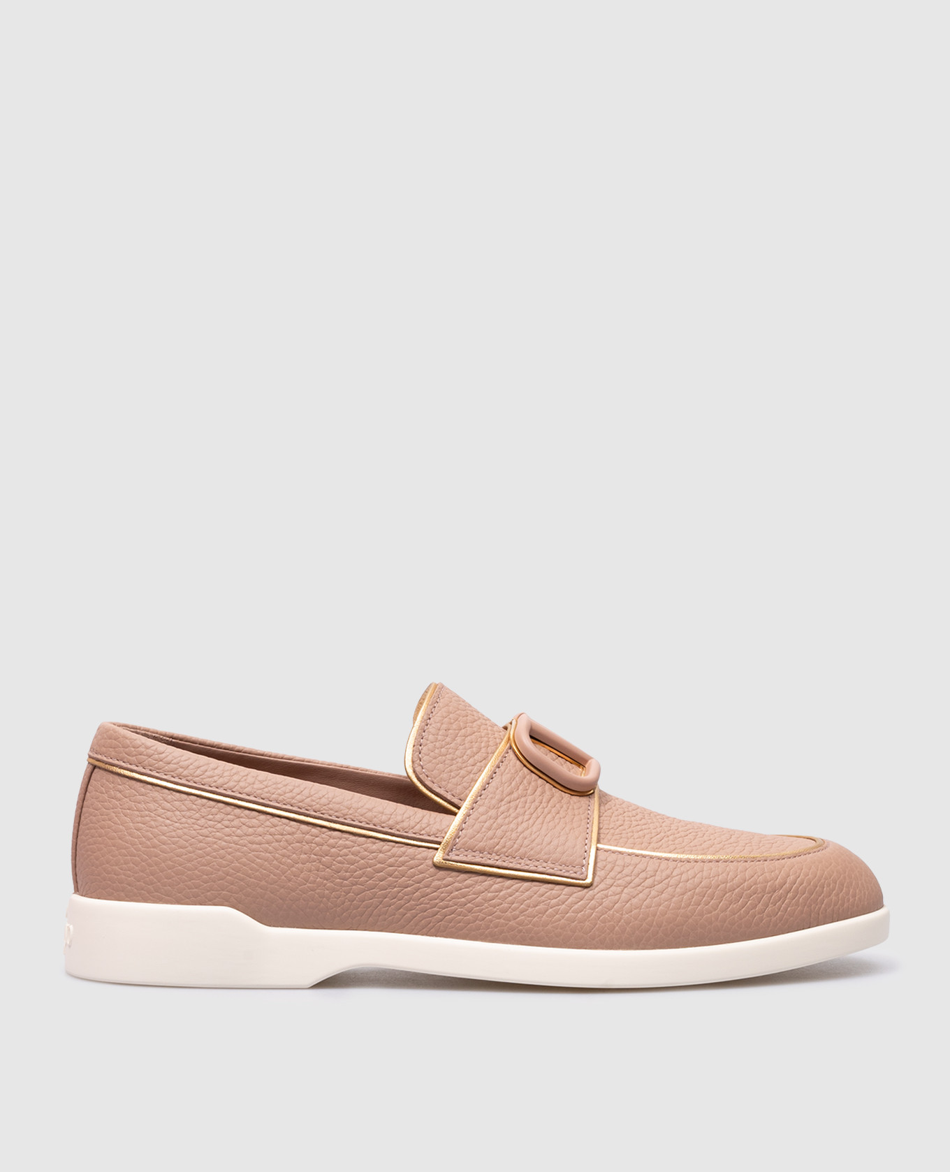 Leisure Flows VLogo Signature Loafers in beige leather