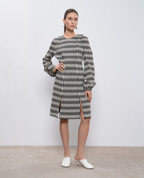 Lanvin Белое платье в принт RWDR218U3657