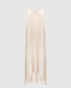 Peserico Бежева асиметрична сукня з ланцюжком моніль E0232201505