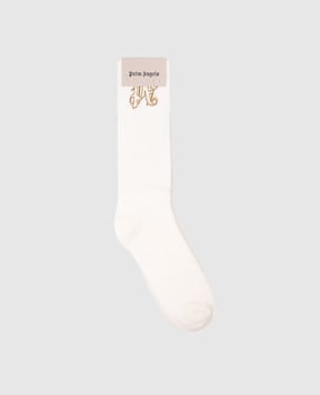 Palm Angels Белые носки с вышивкой монограммы PWRA007F24FAB004