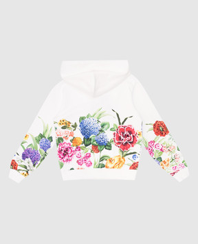 Dolce&Gabbana Дитяча біла спортивна куртка з квітковим принтом з монограмою логотипа L5JWAUII7GX46