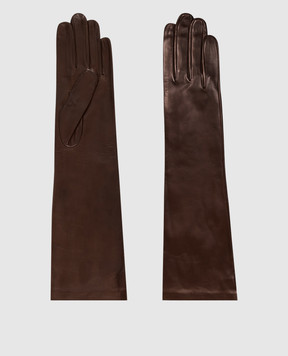 Sermoneta Gloves Коричневі шкіряні подовжені рукавички 301B8BT
