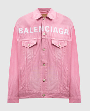 Balenciaga Розовая джинсовая куртка с вышивкой логотипа 823408TRWA9