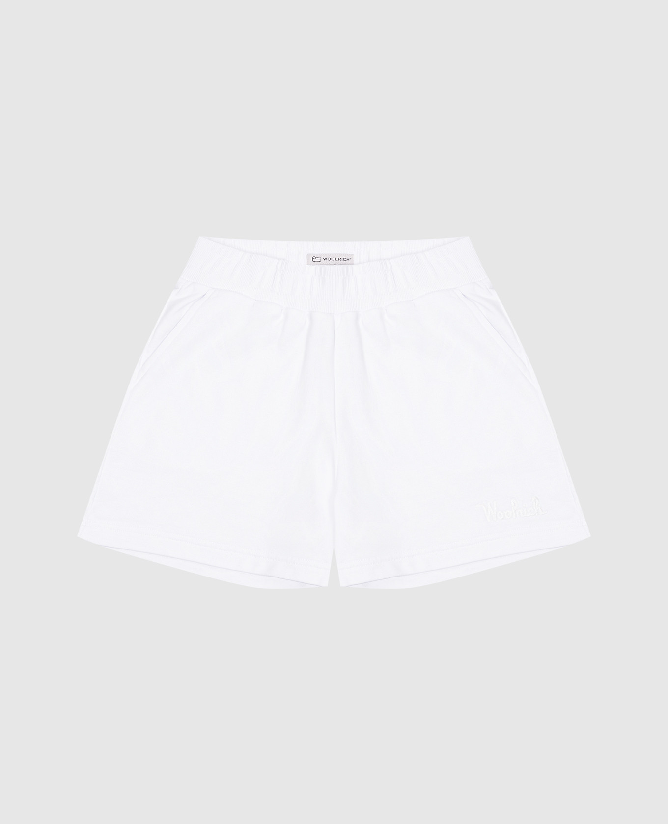 Children's white shorts with logo embroidery