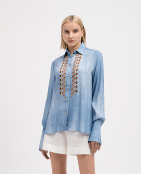 Ermanno Scervino Блакитна блуза з фактурною вишивкою-орнаментом D442K702EMY