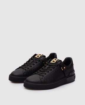 Balmain Черные кожаные кеды B-Court B-Buzz с логотипом EN1VI738LCGD