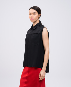 Ami Paris Чорна блуза з логотипом FSH220AC0014