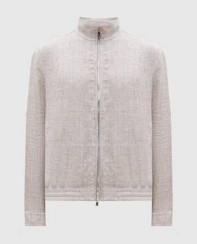 Brunello Cucinelli Бежевая куртка из льна, шерсти и шелка MW4826509