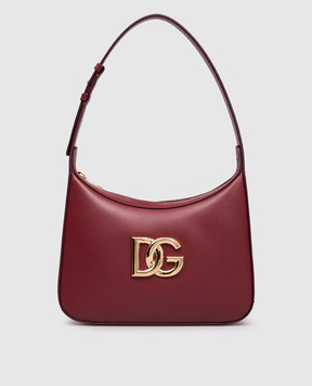 Dolce&Gabbana Бордова шкіряна сумка-хобо 3,5 з монограмою логотипа DG BB7598AW576