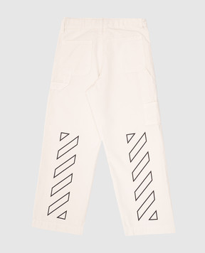 Off-White Дитячі бежеві штани з принтом логотипа OBCA009S25FAB001
