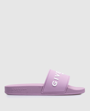Givenchy Фіолетові слайдери з фактурним принтом логотипа BE3076E2C4